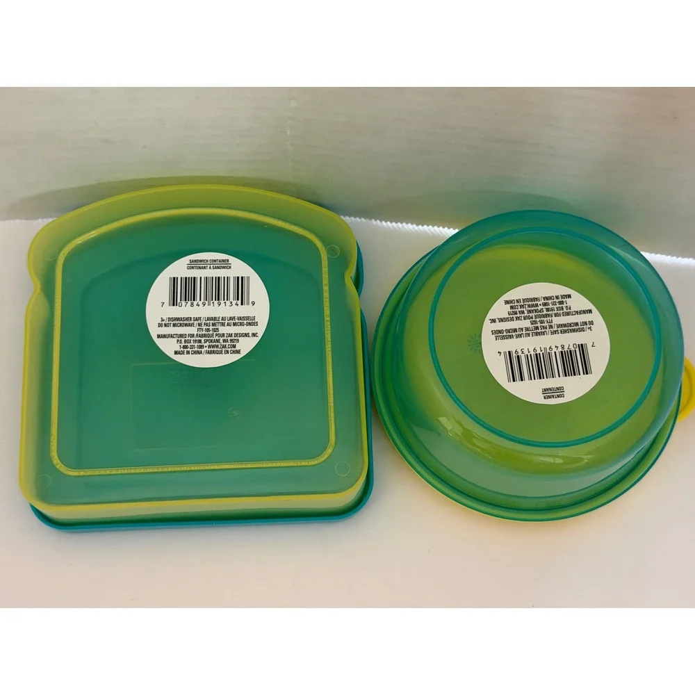 Zak Designs Bluey Sandwich and Snack Container Set Teal Yellow FTY-105-1025
